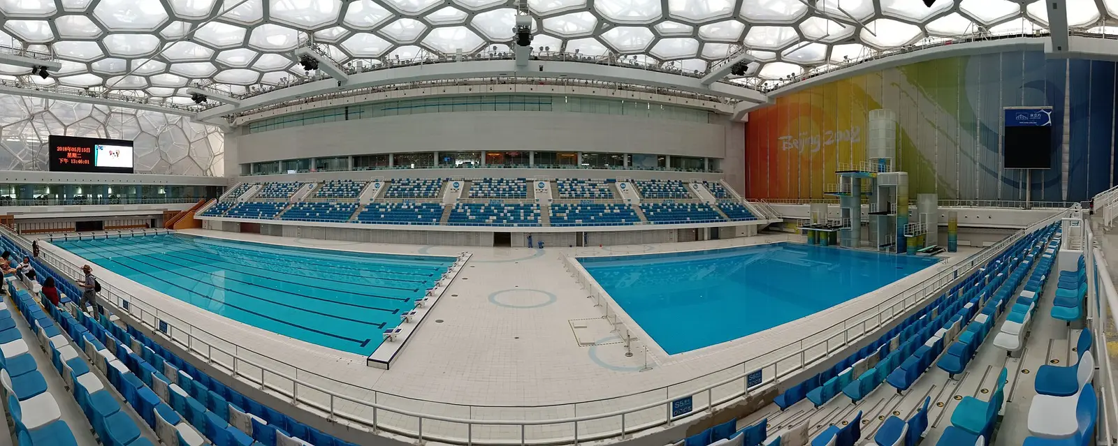 Swimming and diving halls inside the Beijing Water Cube