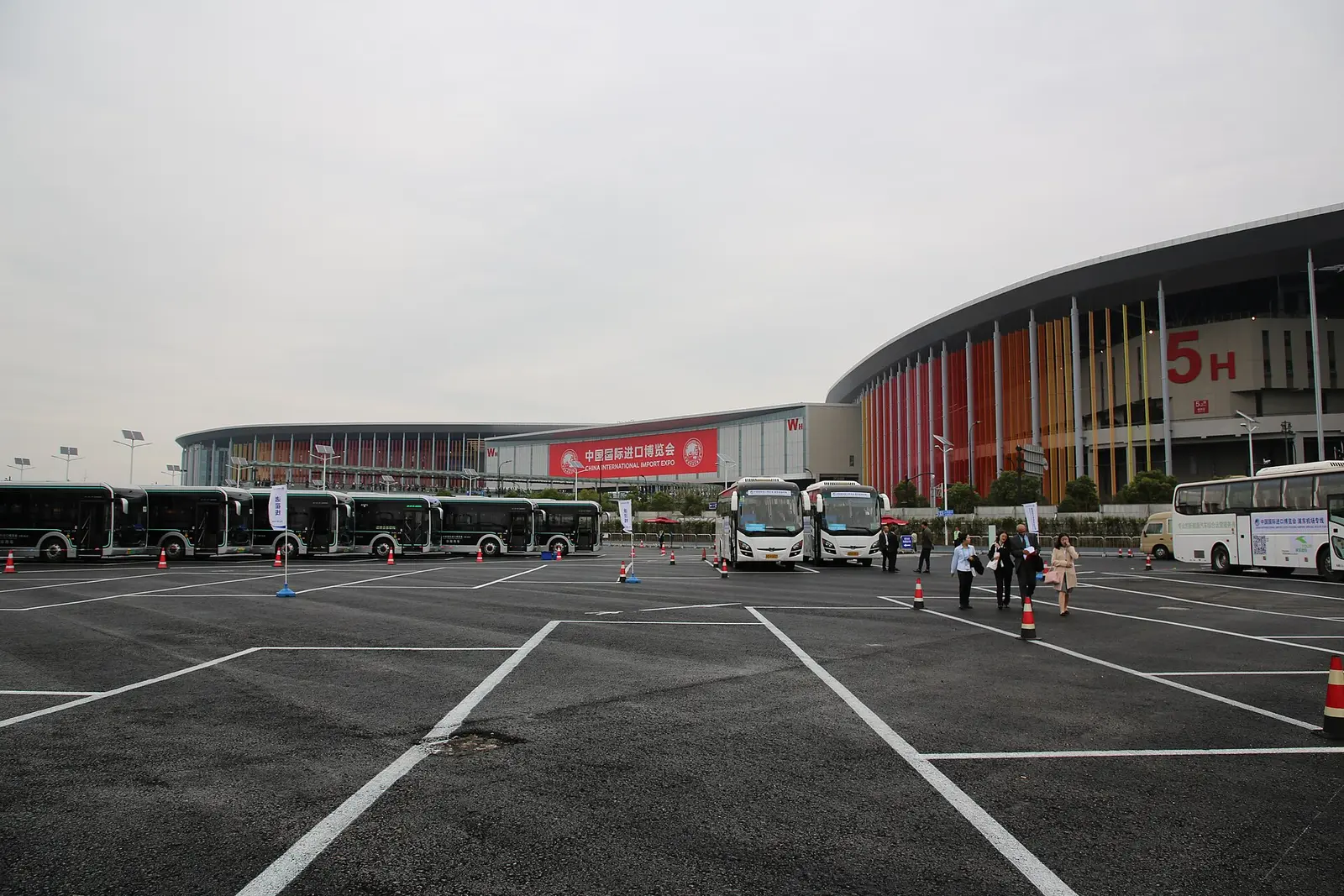 The National Exhibition and Convention Center in Shanghai with its curved facade and hall 5H